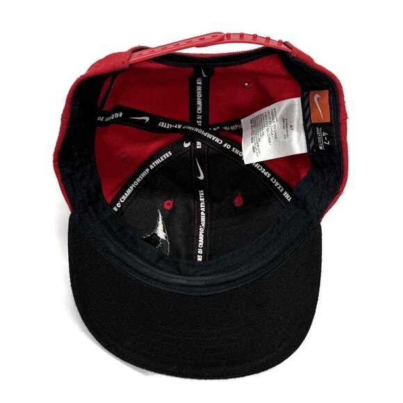 Nike Snapback Hat Cap Big Swoosh Logo Red‎ Black Youth 4-7 Boys Adjustable - Picture 9 of 12